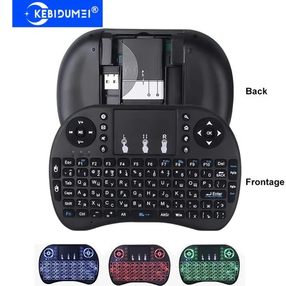 I8 Mini Wireless Keyboard RGB Backlit 2.4GHz Air Mouse English Russian Keyboard with Touchpad Handheld for Android TV BOX