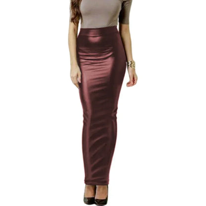 Women Hobble Skirt Solid Color High Waist Slim Fit Skinny Matte Faux Leather Cozy Commuter Wetlook Bodycon Skirt Streetwear New