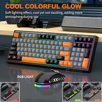 Gaming Keyboard and Mouse Combo Mechanical Feel, Computer and Laptop Backlit Gamer Kit, RGB Wired Keyboard and Mouse With Sticke