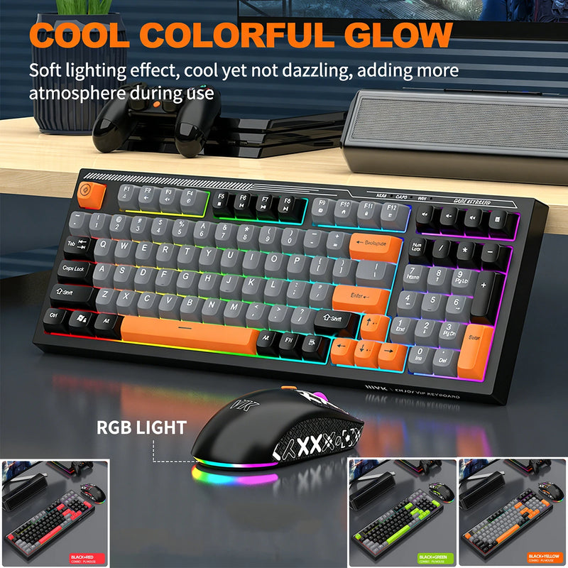 Gaming Keyboard and Mouse Combo Mechanical Feel, Computer and Laptop Backlit Gamer Kit, RGB Wired Keyboard and Mouse With Sticke