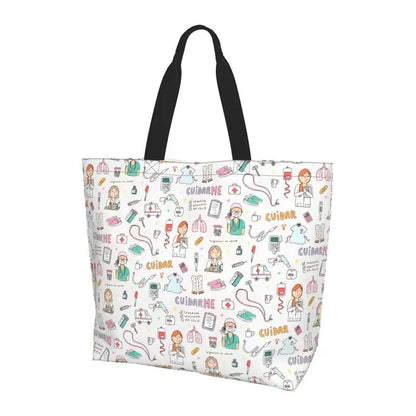 Custom Enfermera En Apuros Doctor Nurse Medical Large Capacity Tote Bag Shoulder Bag Handbags for Women Grocery Shopping Bags