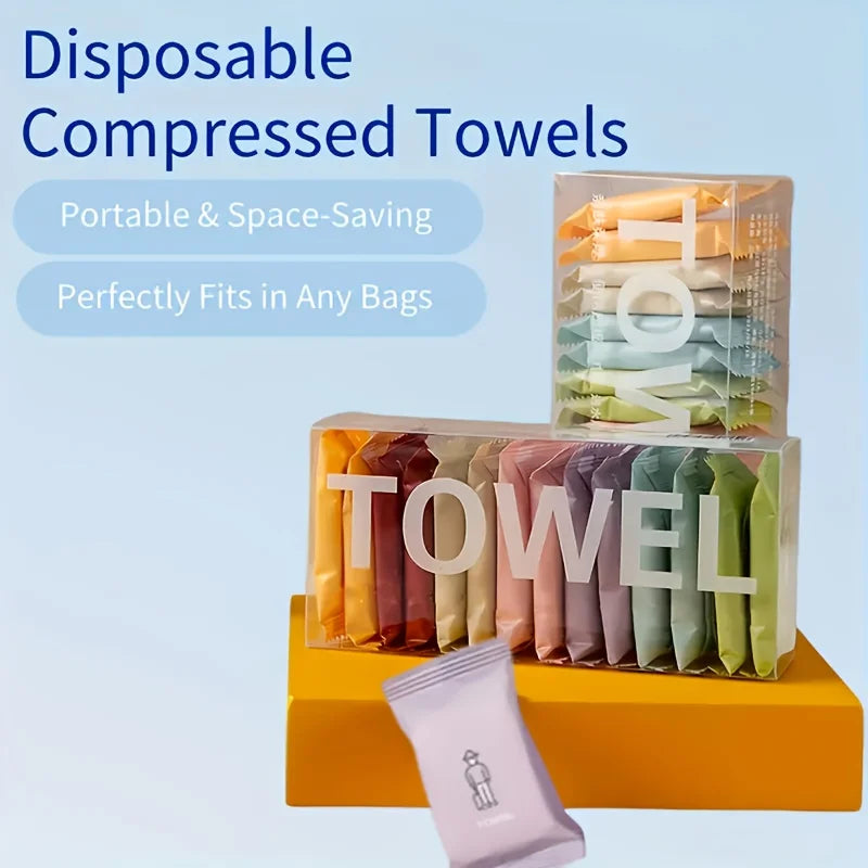 Colorful Compressed Disposable Towels - Portable And Thick Travel Towels, Versatile for Both Wet And Dry Use Suitable for Travel