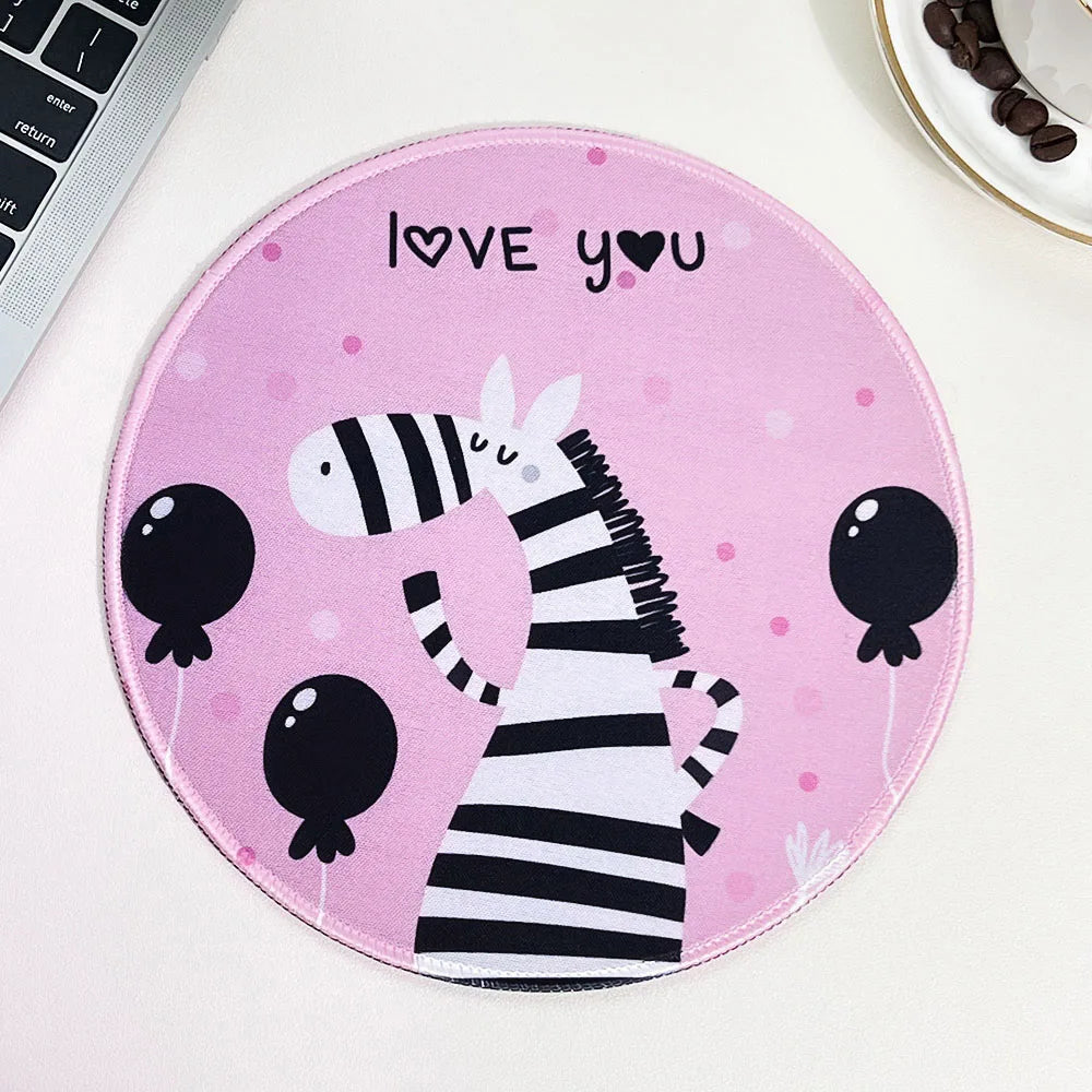 Cute Cartoon Round Mouse Pad Non-slip Rubber Base Comfortable Durable Table Mat for Home Office Gaming Desk Laptop Accessories