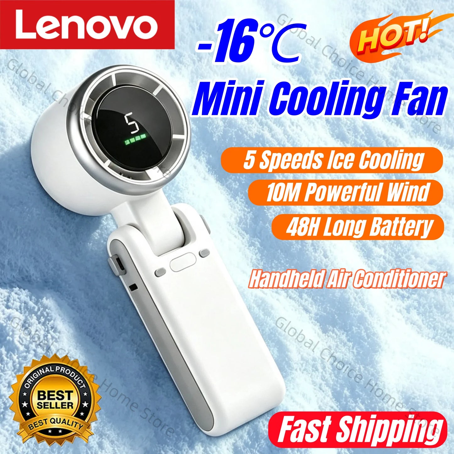 Lenovo 3-in-1 Mini Fan 5-speed 3600mAh Recharge Lithium Battery USB Charging Portable Cooler For Outdoor Camping Trip Summer