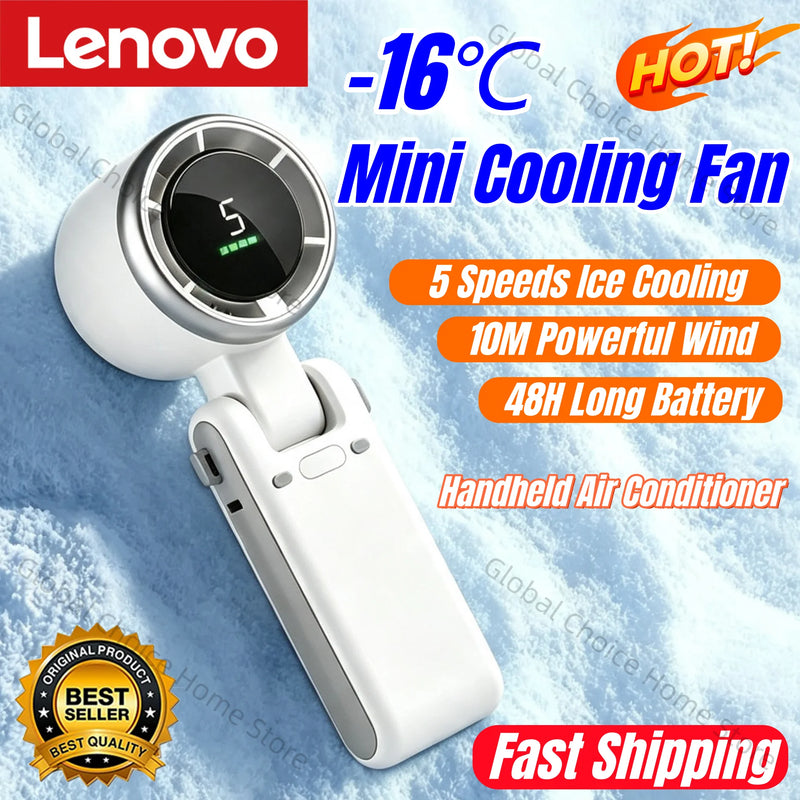 Lenovo 3-in-1 Mini Fan 5-speed 3600mAh Recharge Lithium Battery USB Charging Portable Cooler For Outdoor Camping Trip Summer