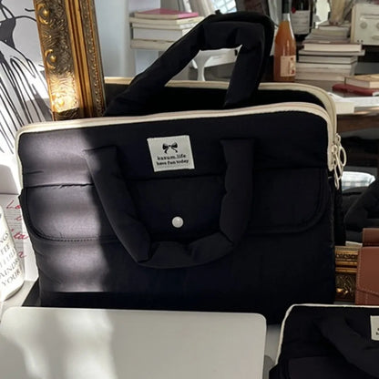 Handbags 15.6inch Portable Laptop Bags Bow with Handle Laptop Case Cute Soft Material Notebook Sleeve Women's Bag