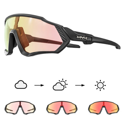 Kapvoe Photochromic Red Blue Cycling Glasses Men Women Bike Riding Sunglasses Bicycle Hiking Running Goggles Driving Eyewear