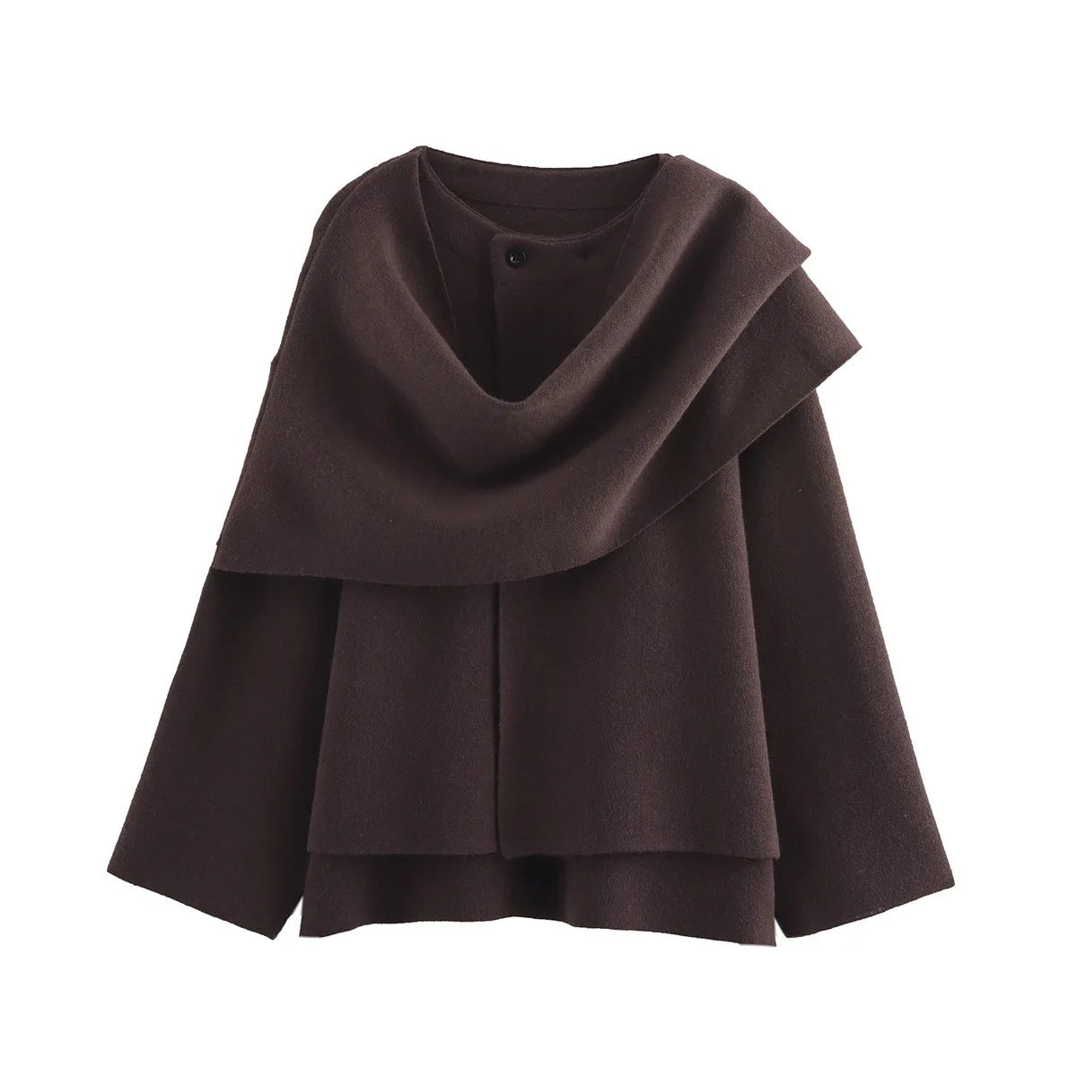 2025 Winter Female Scarf Coat Long Sleeve Knitted Asymmetric Jackets For Women Streetwear Causal Women Coats