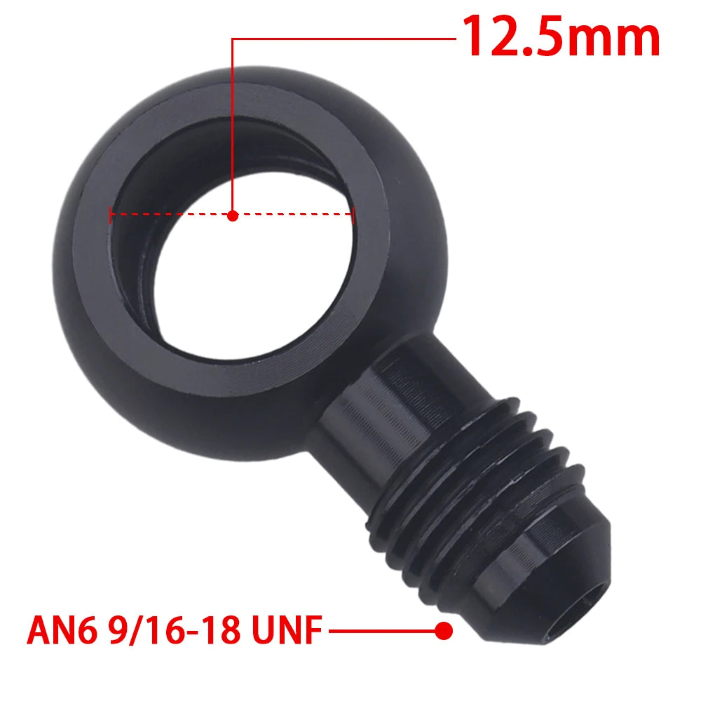 Black Aluminum Banjo Adapter Fitting 10AN Male Flare AN3 AN4 AN6 AN8 AN10 to 12mm 14mm 16mm Banjo Hole for Fuel & Brake Systems