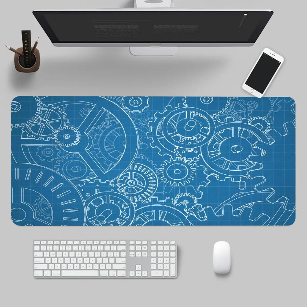 Mouse Pad Gaming Accessory Mechanical Drawings Home Large HD Mousepad XXL MousePads Natural Rubber Carpet Non-Slip Table Mat