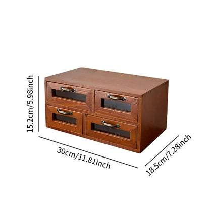 Desk Organizer Box with Drawers Wooden Desktop Organizer for Keys Cosmetics Jewelry and Office Supplies Drawer Cabinet