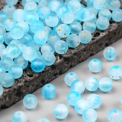 Frosted Round Dot Gold Acrylic Crystal Beads Glass Spacer Loose Beads 8mm For Jewelry Making Bracelet DIY Pen Beads Accessories