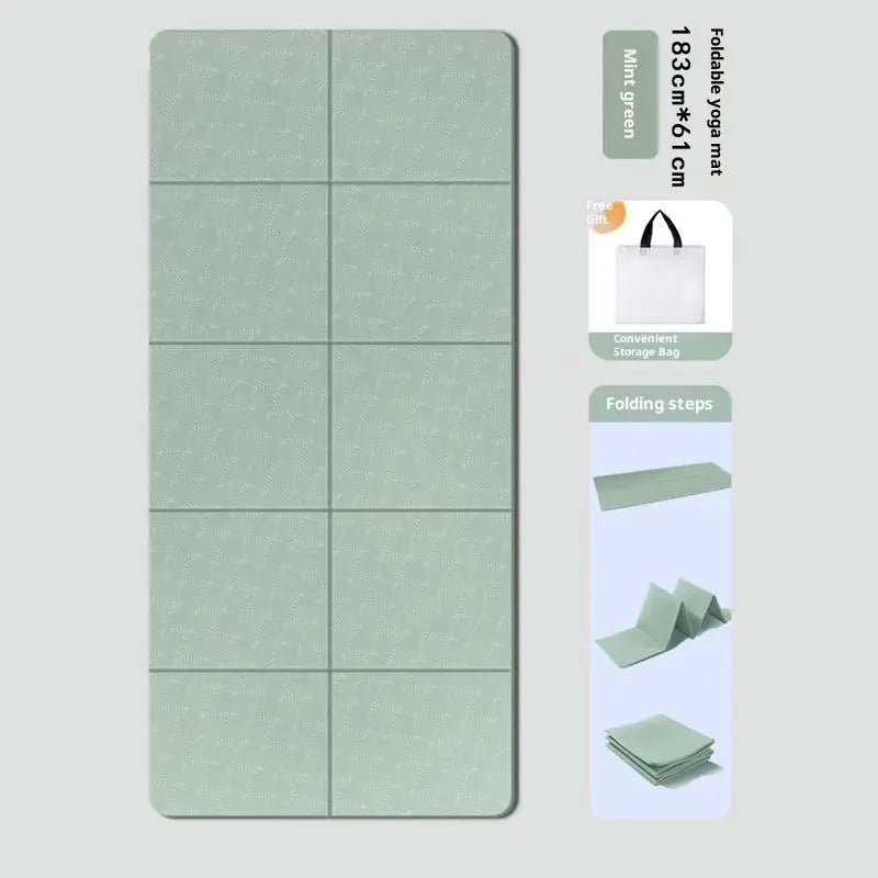 【M】4mm Thick TPE Foldable Yoga Mat 183*61cm Easy Storage For Travel Yoga Pilates Home Exercise Floor Mat
