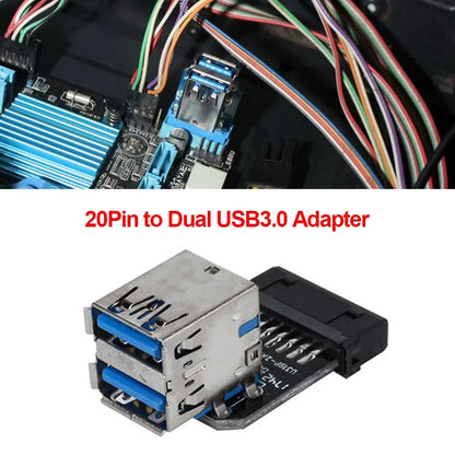 Motherboard USB 3.0 19/20Pin To Two Ports USB 3.0 A Socket Internal USB Converter Adapter for Desktop PC Mainboard Expansion