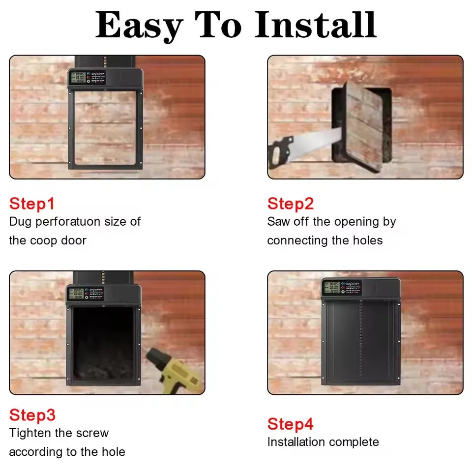 Safety Gate Anti-Pinch Function Small Pet Supplies LCD Display Automatic Chicken Coop Door Controlled Open Retractable Door