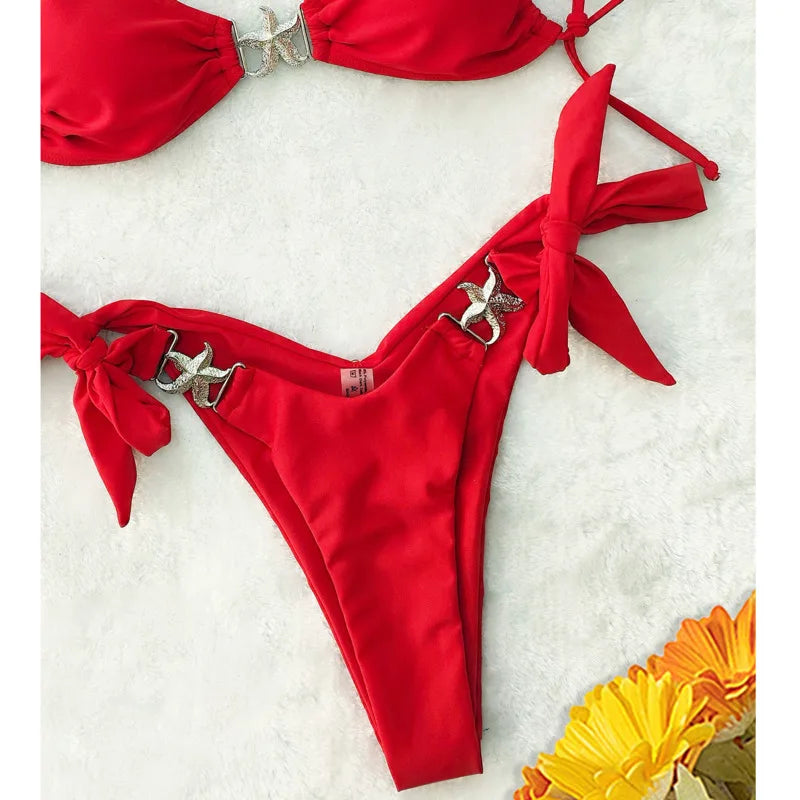 Red Sexy Bikinis 2026 Swimsuit Women Swimwear Push Up Female Beach Swimming Wear Bathing Suits Brazilian Bikini Set Pool Bather