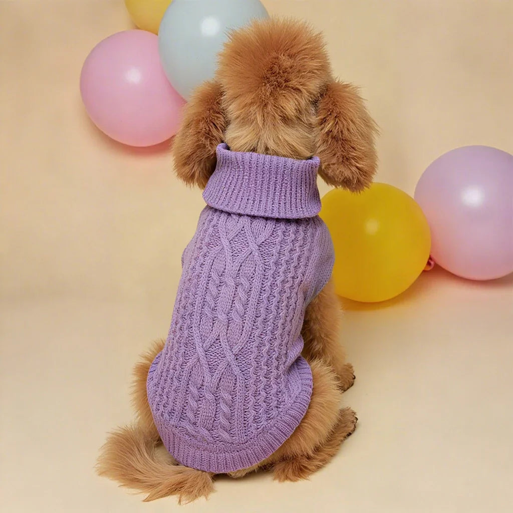 New Pet Small Pet Dog Clothes Sweater Fashion Autumn Winter Solid Fried Dough Twists Knitting Warm Comfort Clothing