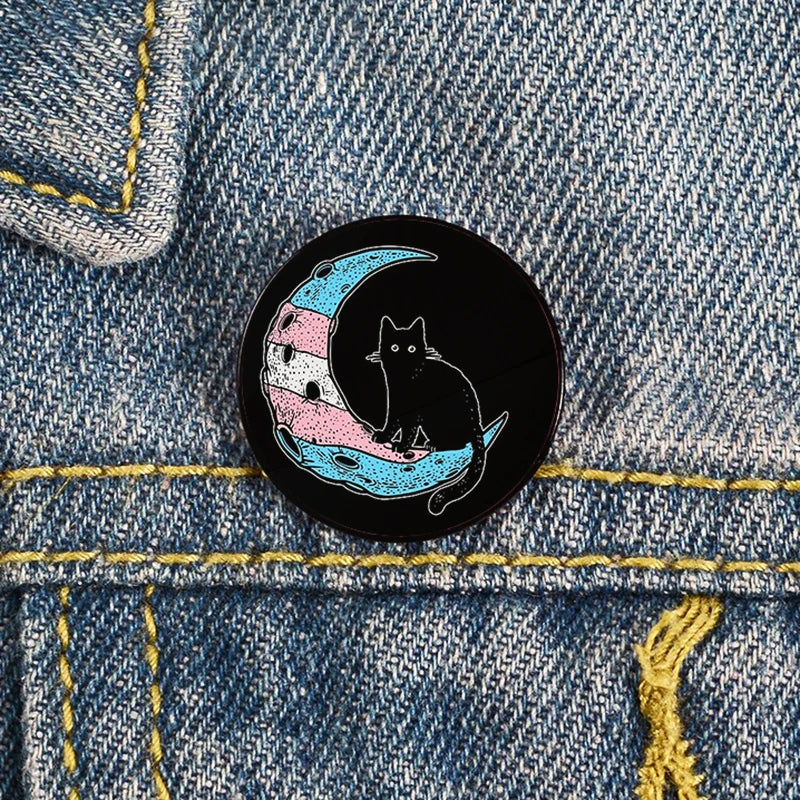 Lapel teacher tote Bag backpacks Badge Cartoon gift Pines Brooch for women Non Binary Pride cat Pins Custom cute Pines Shirt