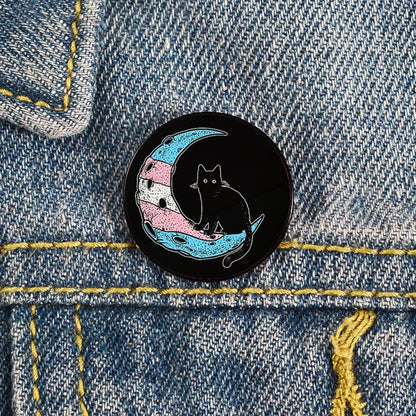 Lapel teacher tote Bag backpacks Badge Cartoon gift Pines Brooch for women Non Binary Pride cat Pins Custom cute Pines Shirt