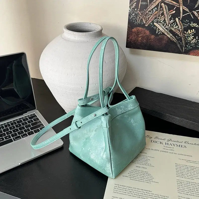 Custom Letter Suede Leather Women Bucket Bag Female Party Handbag Handbag 2025 New Fashion Chinese Style Luxury Brand Tote Bags