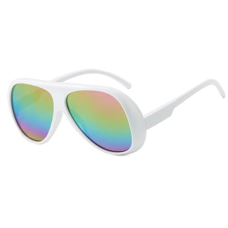 OEC CPO Fashion Double Bridges Pilot Sunglasses Women Large Frame Shades UV400 Retro Sun Glasses Female Orange Yellow Eyewear