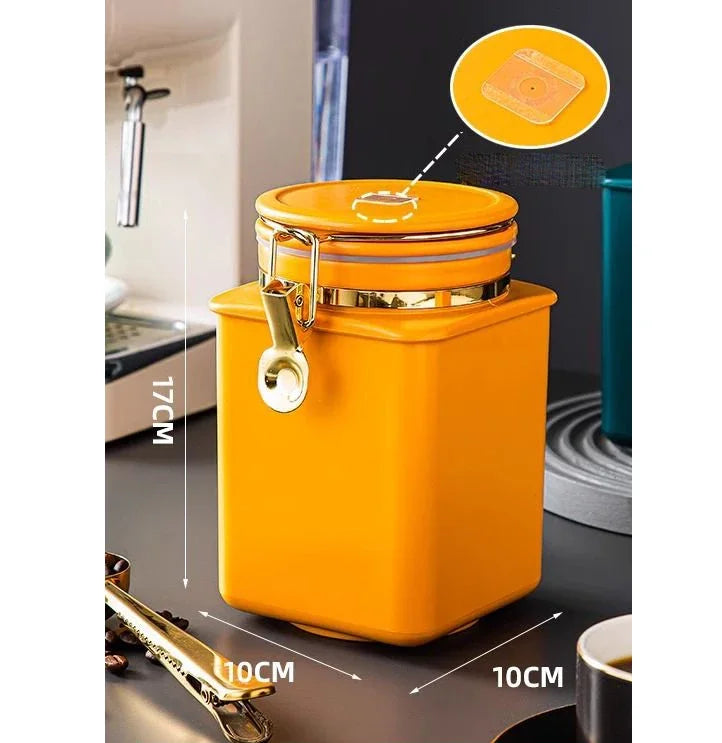 1.1L Storage Bottle Coffee Powder Sugar Container Airtight Can Holder Canister with Valve Household Food Storage Container