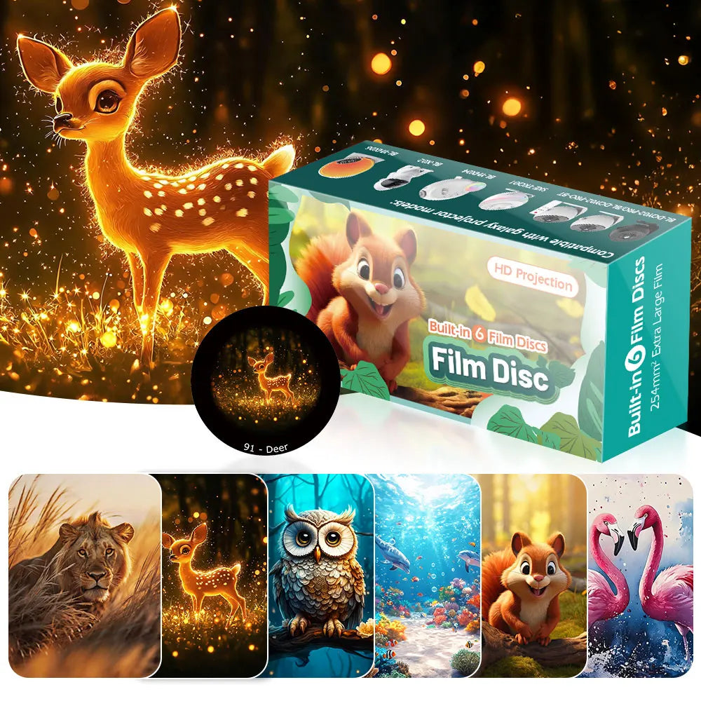 4K Galaxy Projector Lamp Disc HD Star Projector Night Disc Planetarium Projector - 6 Pcs Animal Series (Projector Not Included)