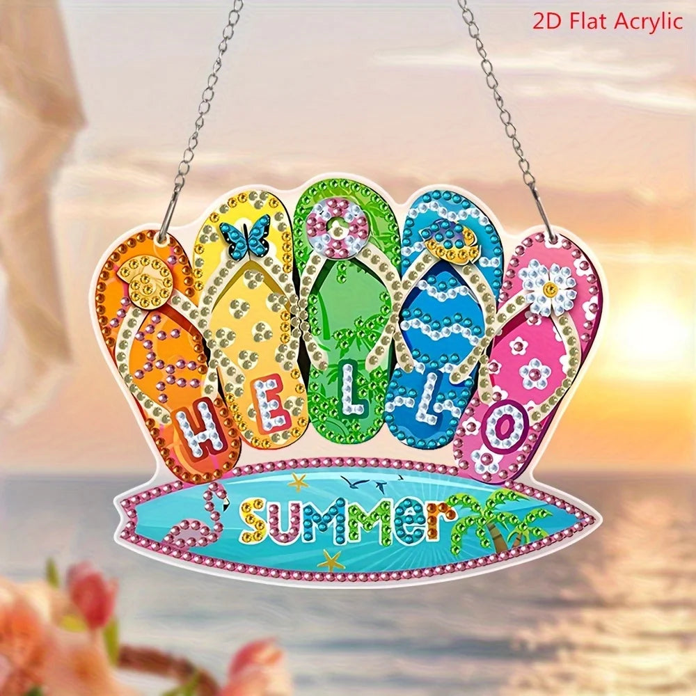 2D Diamond Painting Kit, Colorful Summer Atmosphere Hanging Decor