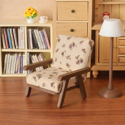 Living Room Sofa 1/12 Scale Wooden Base Cloth Covered Mini Furniture for Doll House Accessories and Collectibles A2UB