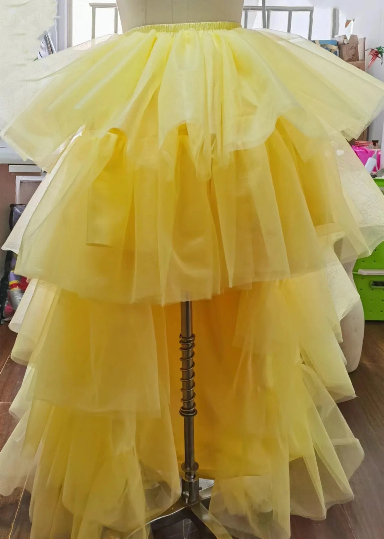 Women's High Low Tulle Multi-Skirt Iered Ruffles Asymmetrical Prom Party Skirts Punk Tulle Gown Under Petticoat