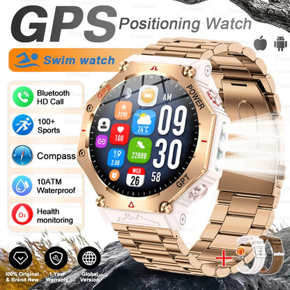 T-Rex 3 Ultra Military Grade GPS Smart Watch 10ATM Waterproof Compass Altimeter Barometric AMOLED Men HD Call Sports Smartwatch