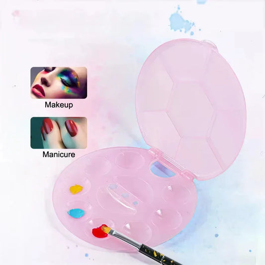 Nail Art Color Palette with Display Stand Plastic UV Gel Polish Holder DIY Drawing Paint Dish Manicure Tool