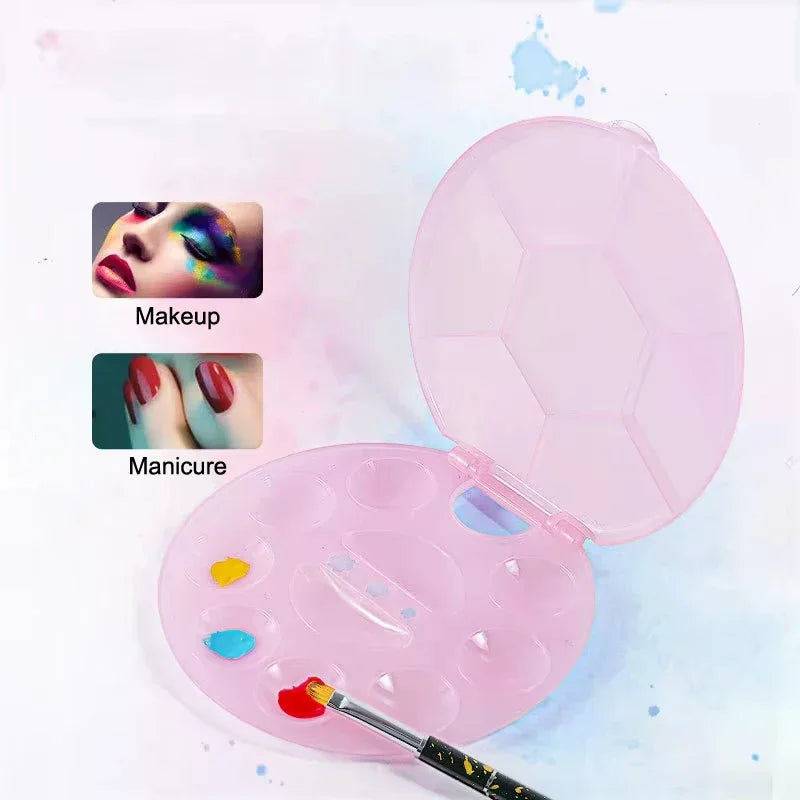 Nail Art Color Palette with Display Stand Plastic UV Gel Polish Holder DIY Drawing Paint Dish Manicure Tool