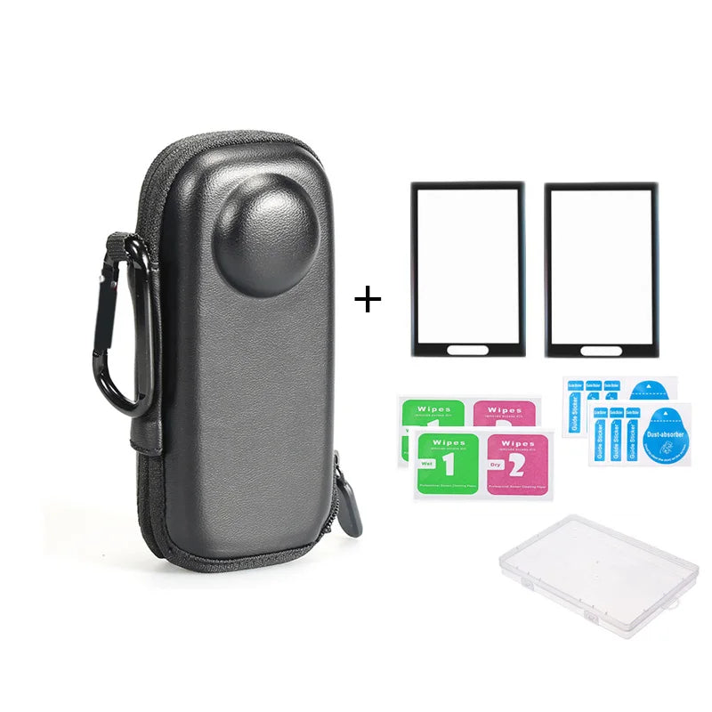 For Insta360 X4 Accessories Mini Storage Carrying Bag+Hand Wrist Strap Lanyard Rope+Screen Protector Film+Protective Lens Case