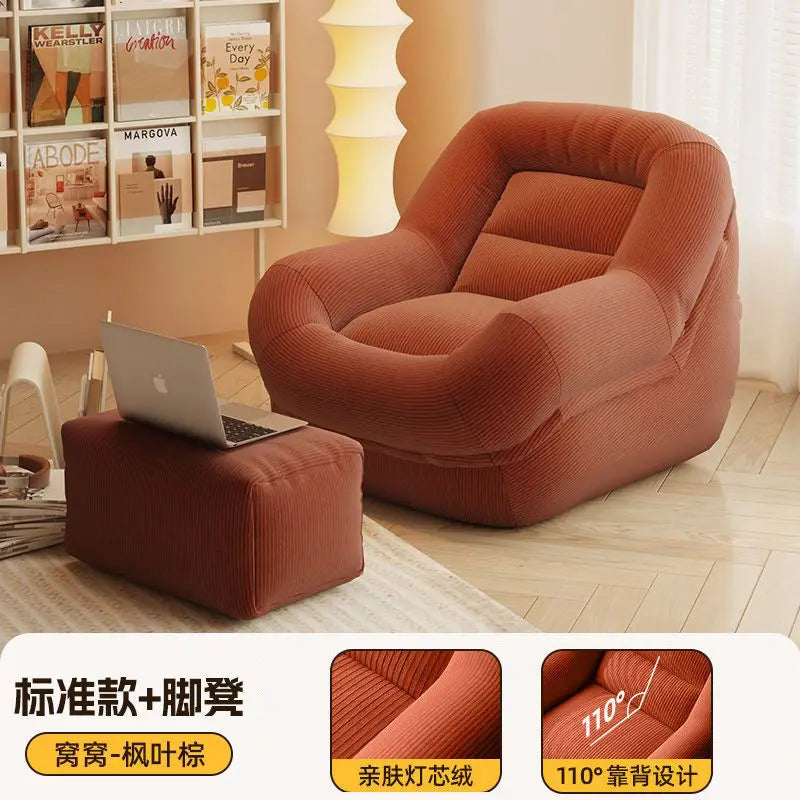 Lazy sofa reclining and sleeping nest small sofa tatami balcony bedroom living room single French retro retro recliner