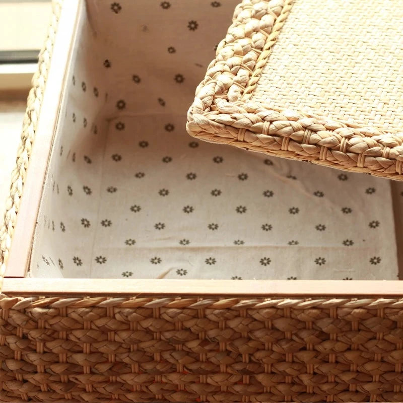 Rattan Floor Tea Table Tatami Style Minimalist Coffee Table for Balcony Low Bedside Small Space Window Area Use