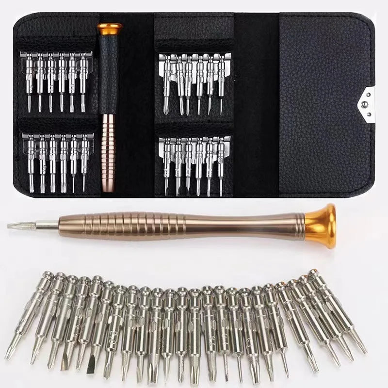 25 in 1 Screwdriver Set with Case Aluminum Alloy Bits Multi-Functional Precision Repair Toolkit