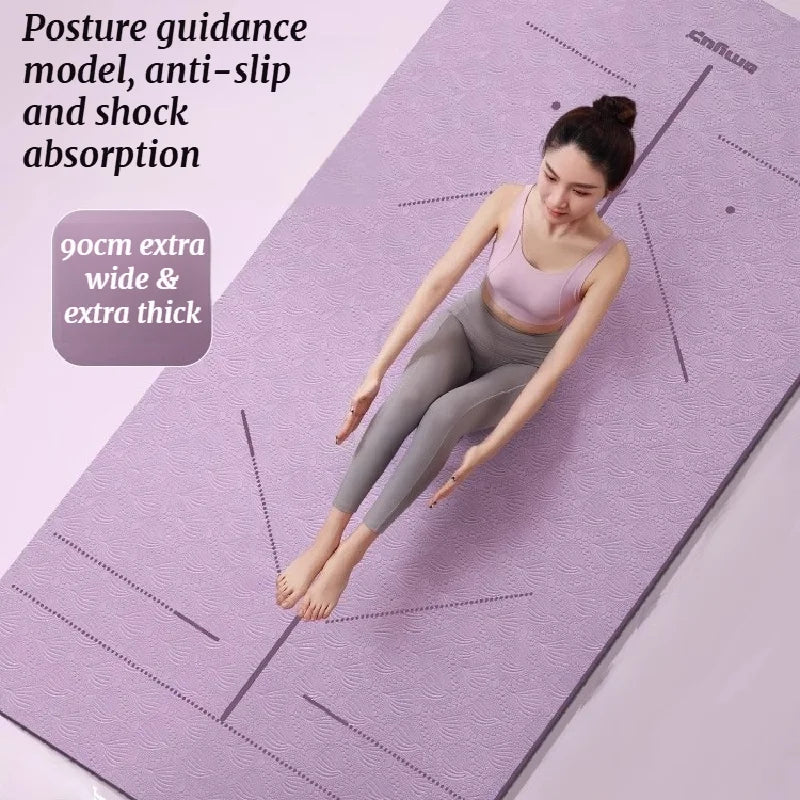 Double layer yoga mat, thickened anti slip skipping rope mat, widened fitness mat, household outdoor yoga mat and auxiliary prod