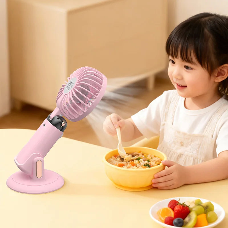 Portable Handheld Fan For Student Adjustable Desk Fan with Base Multifunction Foldable Travel Mini Fans Outdoor Stroller Fans