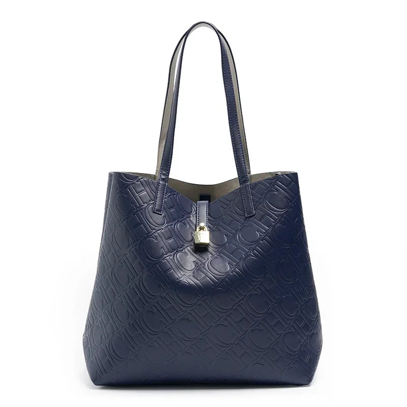 CH Luxury Tote Handbag For Women Large Capacity Work Shoulder Bag Elegant Golden Shopping Shoulder Purse