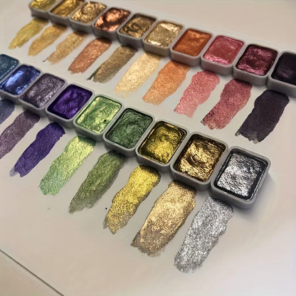 32Color Metallic Paint Palette for Artists|Soft Pearl Tones to Bold Shine Elevate Creations with New Layers of Bright Luminosity