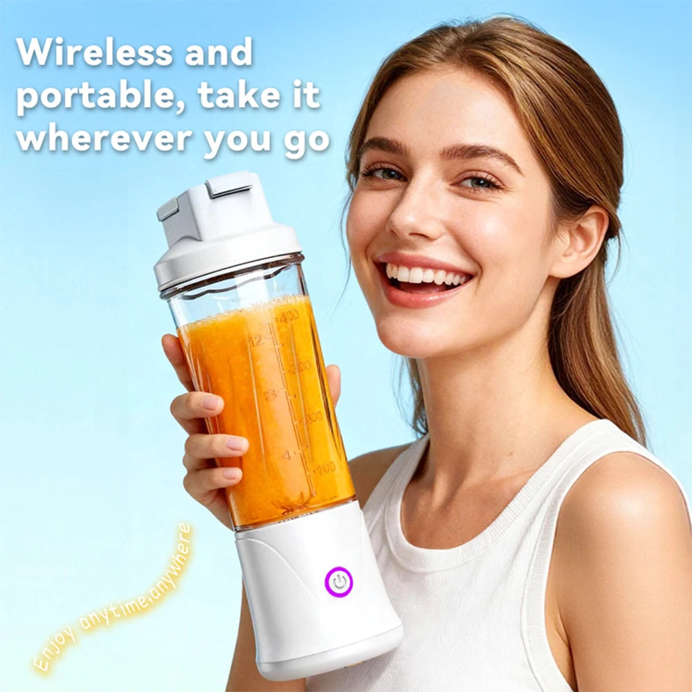 Portable Fruit Juicer Mini Blender 450ML Electric Juice Cup 12 Blades Rechargeable Blender For Shakes And Smoothies Ice Crusher