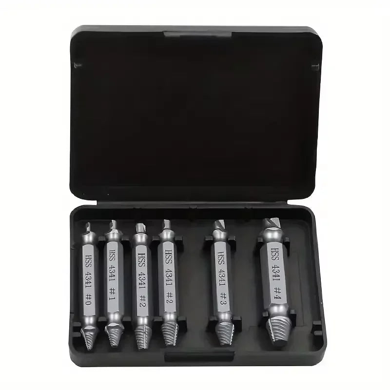 6pc HSS Extractor Double Head Screw Slide Tooth Removal Screwdriver Screwdriver Bit Broken Wire Tool Set