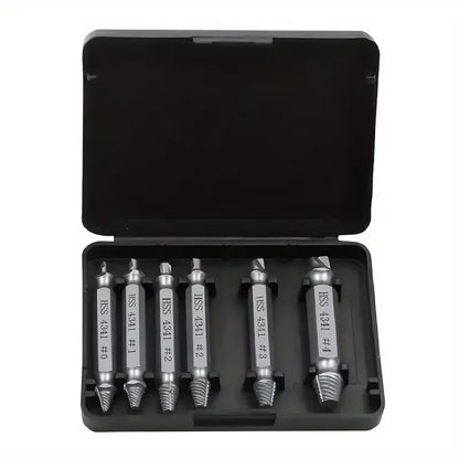 6pc HSS Extractor Double Head Screw Slide Tooth Removal Screwdriver Screwdriver Bit Broken Wire Tool Set