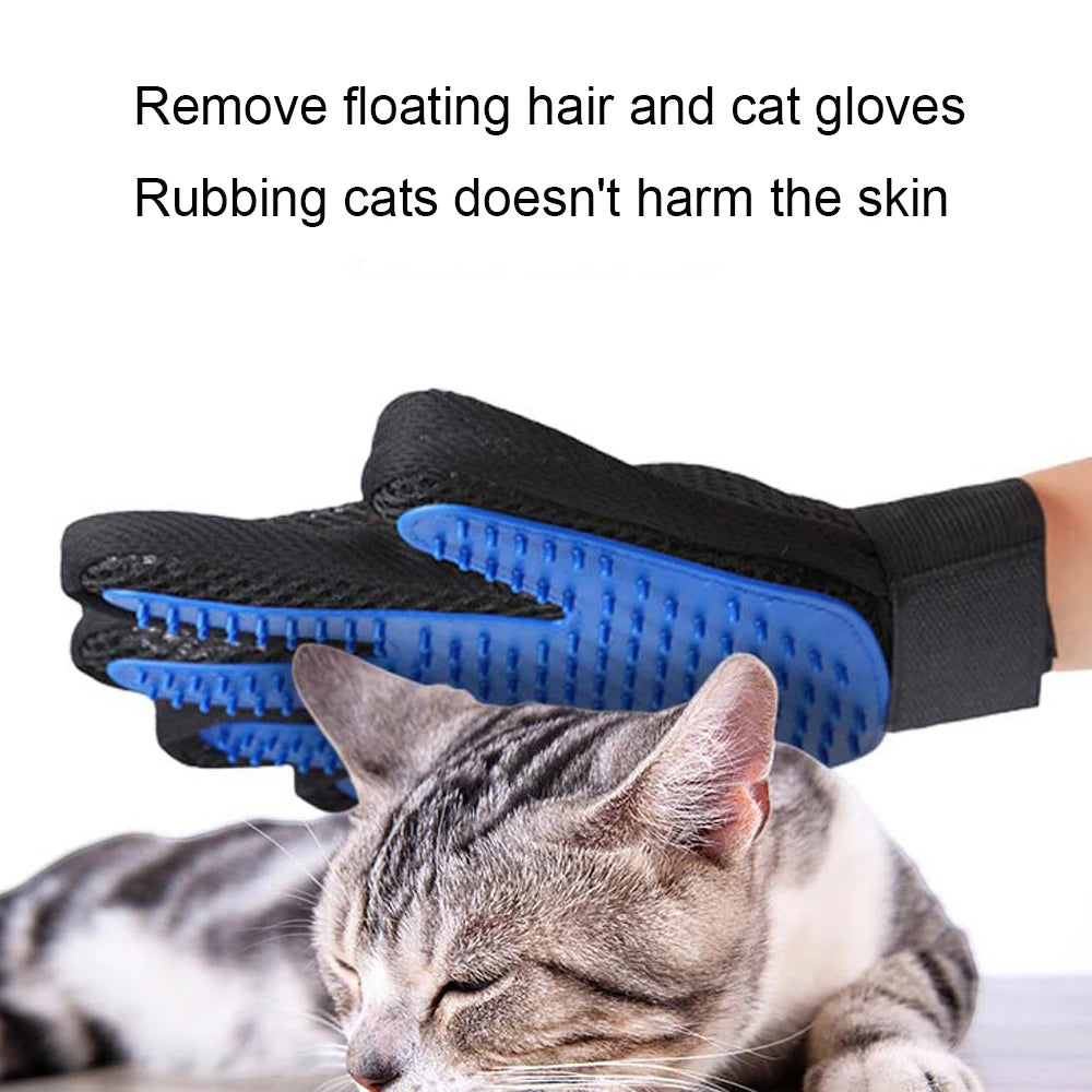 Pet Grooming Gloves Set for Dogs Cats Silicone Massage Hair Removal Deshedding Bathing Bonding Massage Glove Hair Remove Brush