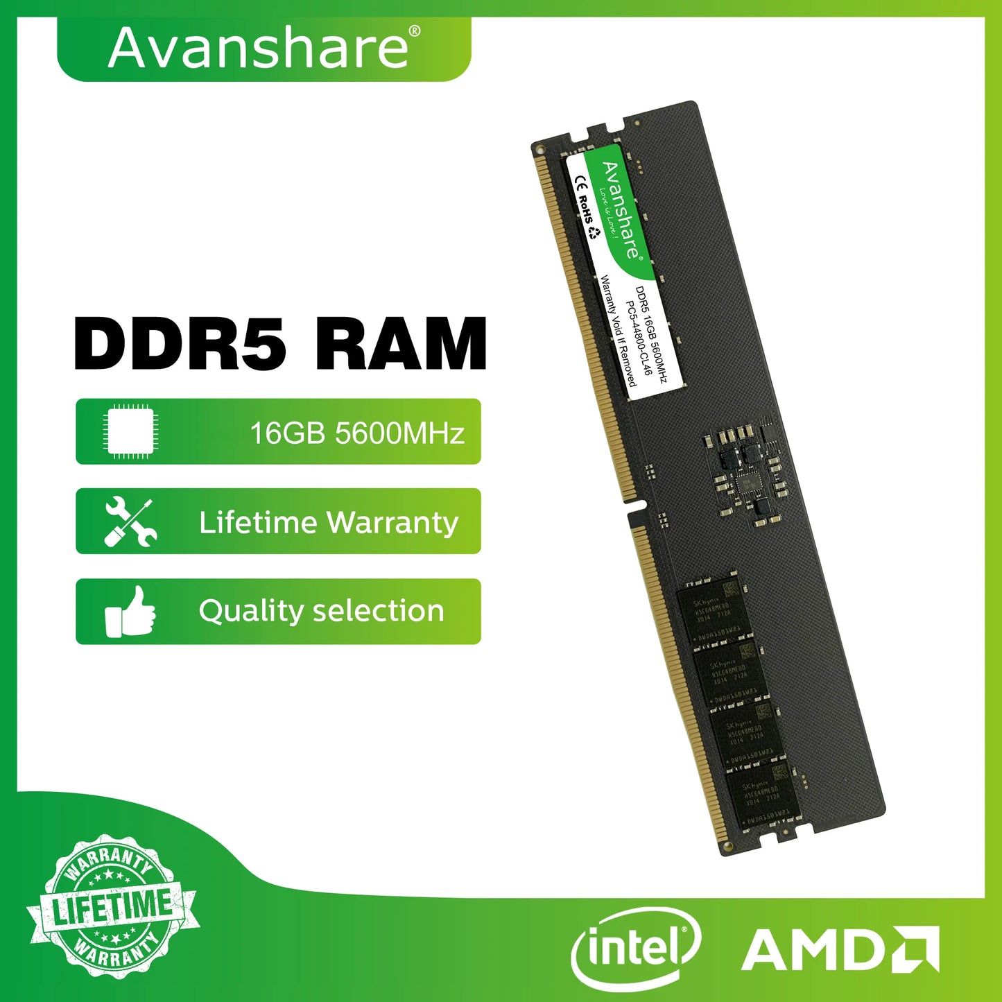 Ram DDR3 DDR4 DDR5 32GB 16GB 8GB 4GB1333 1600 2400 2666 3200 5600MHz Desktop Memory For All Motherboards Intel AMD By Avanshare