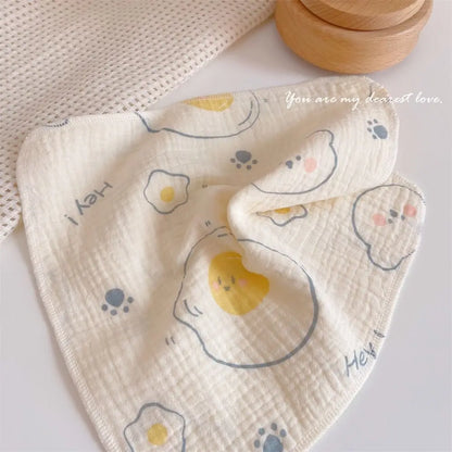 Cotton Baby Face Towel Square Infant Bib Soft Saliva Towel Floral Print Feeding Burp Cloths Children's Absorbent Handkerchief
