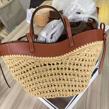 Large Capacity Dumpling Straw Shoulder Bag Women Straw Woven Bag Fashion Plush Wings Armpit Bag For Summer Beach Bucket Bag