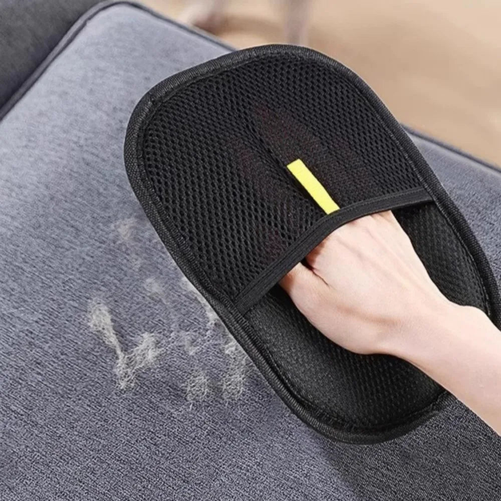 Large Pet Grooming Gloves for Dogs & Cats Black Polypropylene Hair Removal with Yellow Accents Upgraded Static-Free