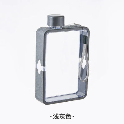 Plastic Flat Student Water Bottle Portable Fit in Handbag Free BPA Easy to Carry Transparent DIY Flask  Drop Ship Items